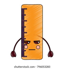 school ruler comic character kawaii