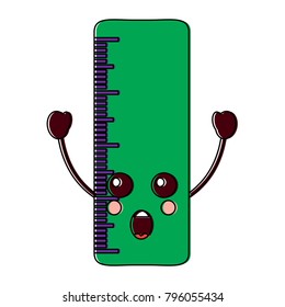 school ruler comic character kawaii