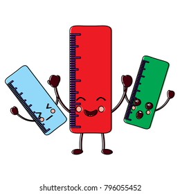 school ruler comic character kawaii