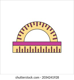 ilustración de línea de relleno de regla de escuela