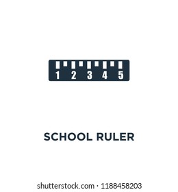 School Ruler icon. Black filled vector illustration. School Ruler symbol on white background. Can be used in web and mobile.