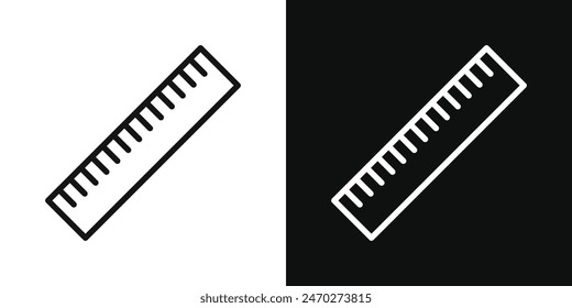 Symbolpaket für das Lineal in der Schule. Größe, Höhe, Entfernung Lineal Vektorgrafik Zeichen. Symbol "Längenangabe im Web". Lineal-Vorzeichen der Messskala.