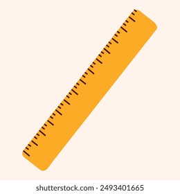 school ruler icon.  rule yellow vector symbol. chool supply. Plastic volumetric tool hand draw. Vector illustration EPS 10.