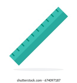 School ruler for measuring and drawing vector flat material design isolated on white