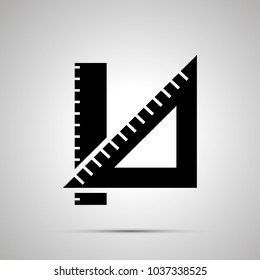 School ruler silhouette, simple black icon with shadow