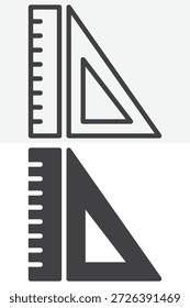 School rulers different style icon set with line, outline and solid icon versions. Editable stroke vector sign and symbol for education tools. Ruler icon design.