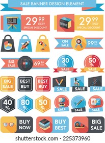 School sale banner design flat background set, eps10