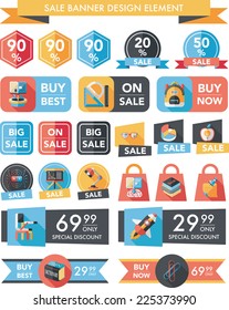 School sale banner design flat background set, eps10