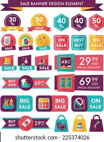 School sale banner design flat background set, eps10