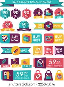 School sale banner design flat background set, eps10