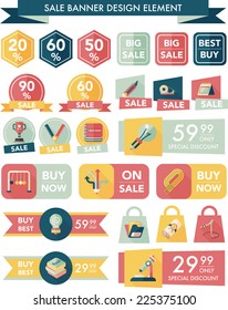School sale banner design flat background set, eps10