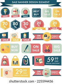 School sale banner design flat background set, eps10