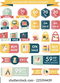 School sale banner design flat background set, eps10