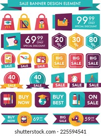 School sale banner design flat background set, eps10