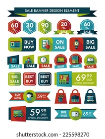 School sale banner design flat background set, eps10
