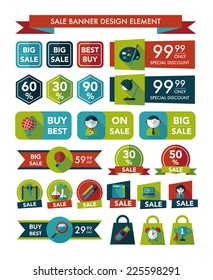 School sale banner design flat background set, eps10