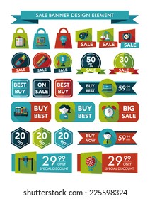 School sale banner design flat background set, eps10