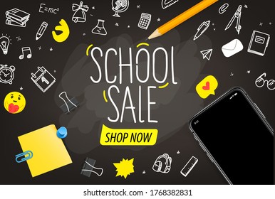 School sale vector concept with lettering inscription