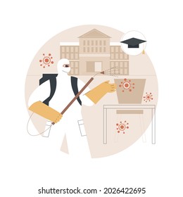 School sanitation abstract concept vector illustration. Covid-19 measure, school regular disinfection, classroom sanitation plan, pupil protection, coronavirus spread prevention abstract metaphor.