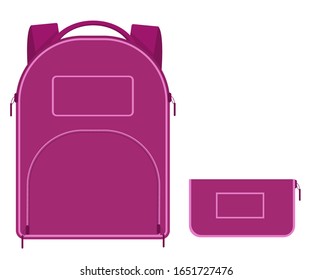 Estuche escolar y estuche de lápiz. Imagen de color aislada vectorial en un fondo blanco. Suministros escolares