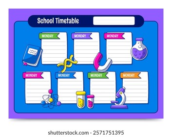 School Schedule template with doodle icon decoration