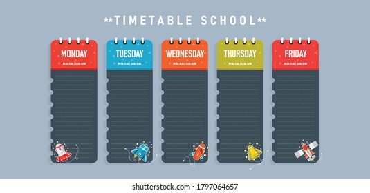 School schedule template for poster, notes, books, memory sheets Used in education along with business