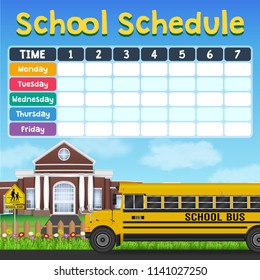school schedule timetable with student items