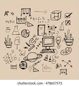 School science doodles,Hand drawn,Vector illustration.