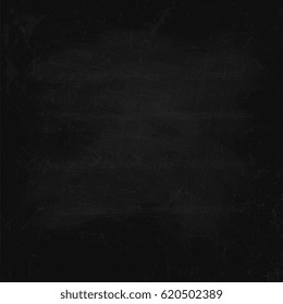 School scratched black board with traces of chalk. Realistic vector illustration.