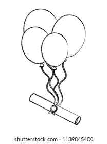 school scroll certificate with balloons flying
