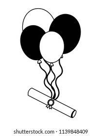 school scroll certificate with balloons flying