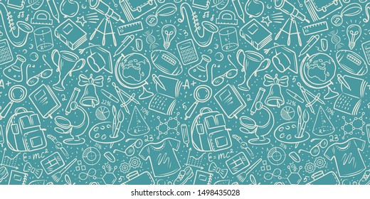 School seamless background. Education, science concept. Vector illustration