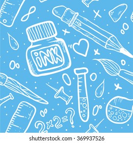 school seamless pattern. Background of science and education elements. 