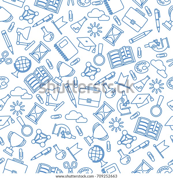 School Seamless Pattern Education Supplies Textures Stock Vector ...