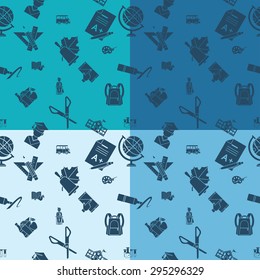 School Seamless Pattern. Four Background in Different Colors. Vector. Flat design style