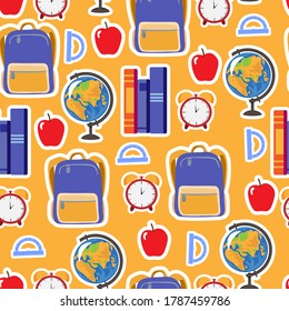 school seamless pattern with globe