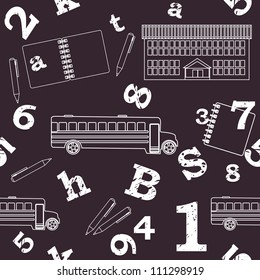 School seamless pattern, numbers, letters