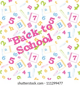 School seamless pattern, numbers, letters