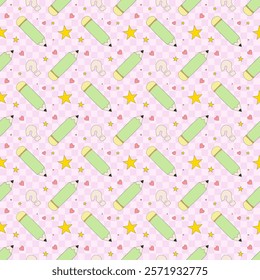 School seamless pattern with pencil. Back to school pattern