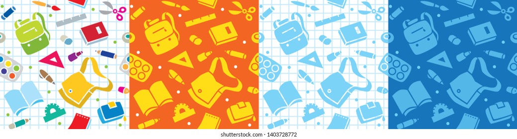 School seamless pattern set The education supplies