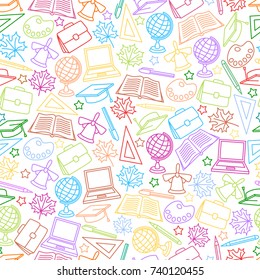 School seamless pattern. Soft color background