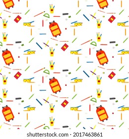 School seamless pattern. With transparent background. For girl .