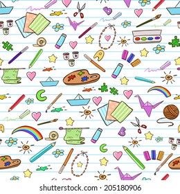 School seamless pattern. Vector elements of creativity