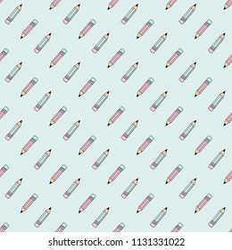 School Seamless Pattern Vector Illustration PENCILS Paper for Birthday and Wedding Party, Wall Decorations, Scrapbooking, Baby Book, Photo Albums and Card Print
