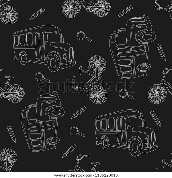 School Seamless Pattern Vector Illustration School Stock Vector