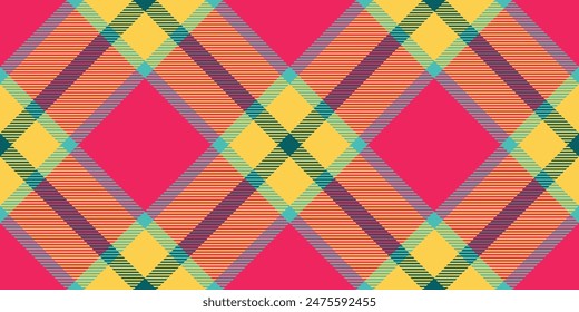 School seamless texture check, hat pattern textile tartan. Brand fabric plaid background vector in red and amber color.