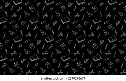 School seamless vector pattern. Student doodle  background. Stationery. Back to school