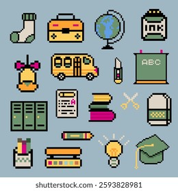 school set bundle pixel art