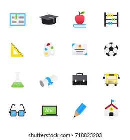 School. Set of Education  Vector Illustration Color Icons Flat Style.