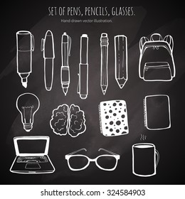 School set. Hand-drawn illustration.
